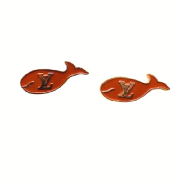 Louis Vuitton LV Vintage Pair of Americas Cup Enamel Whale Pins - Picture 1 of 4